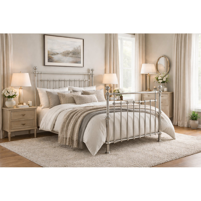 Alamo Metal Storage Bed, Double (4'6), Chrome