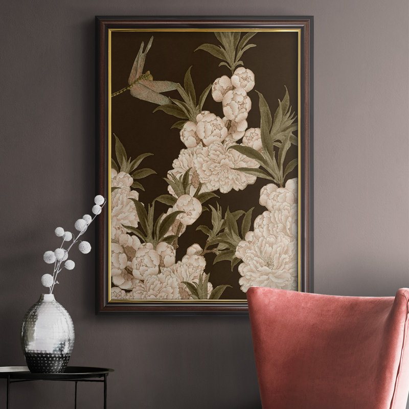 Toile encadrée asiatique de qualité supérieure Brocade III - prête à être accrochée, H 27 po x l 18 po x P 2,5 po