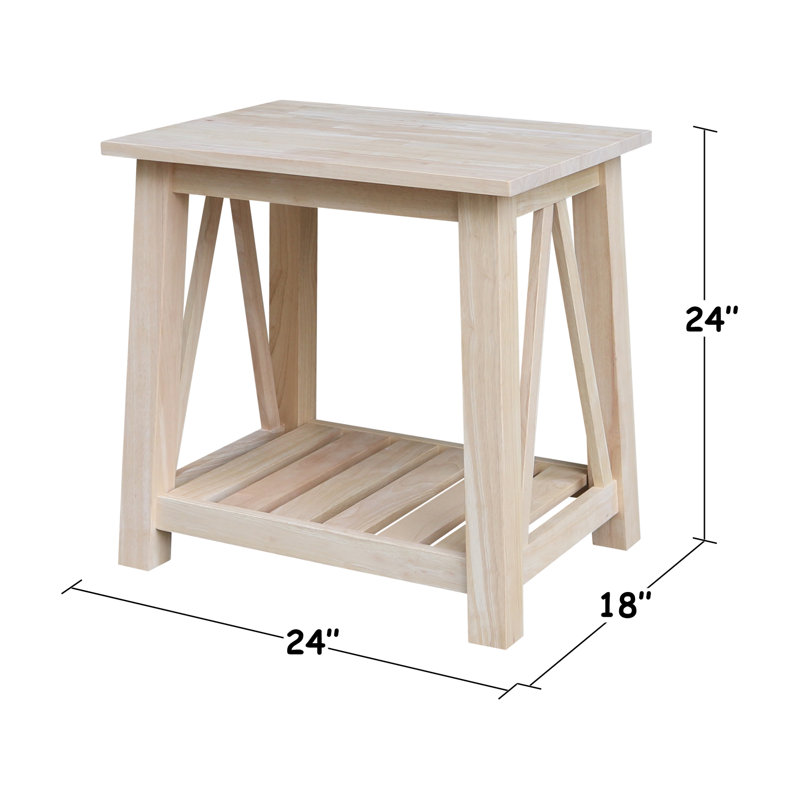 Solid Wood End Table, Unfinished, 24" H x 24" W x 18" D