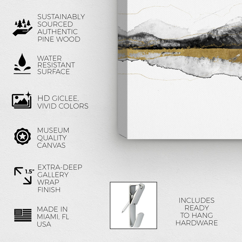 " Abstract Behind These Mountains, Modern & Contemporary White ", Wrapped Canvas, 20" H x 30" W x 1.5" D