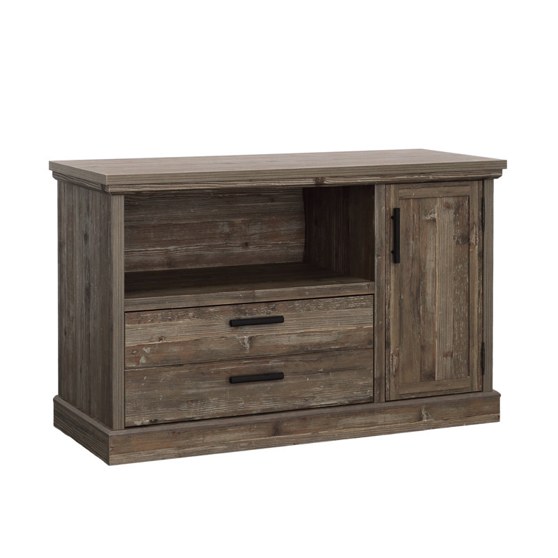 File Credenza With Adjustable Shelf, Brown Finish