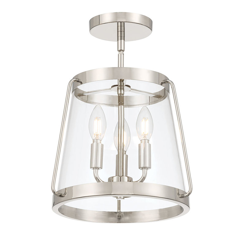 Plafonnier semi-encastré 3 lumières Adabella, Nickel poli