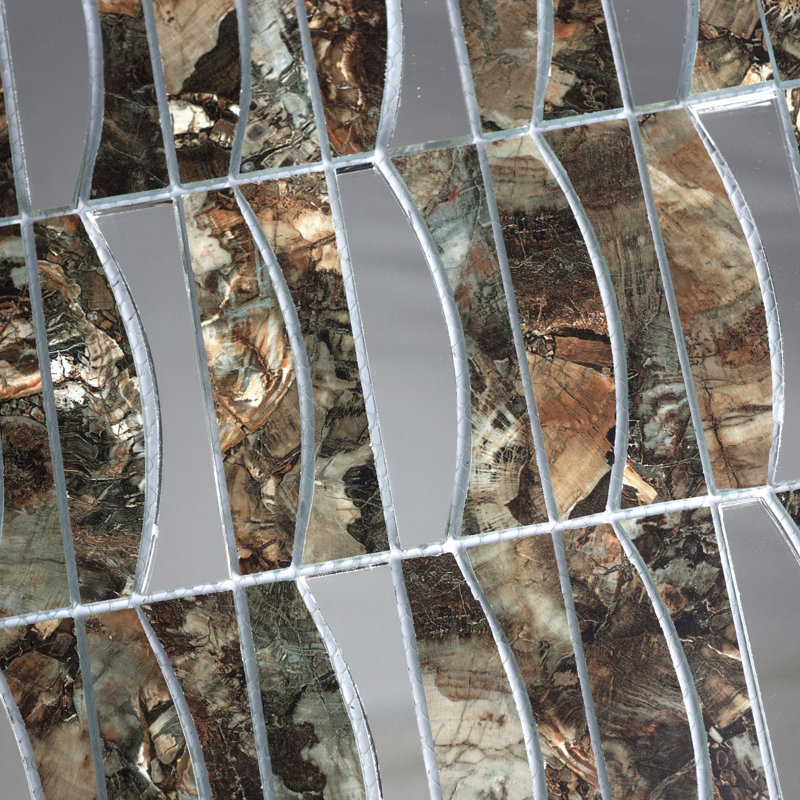 Carreau de mosaïque en verre Art Deco Miroir 3 "x 3", Brun Pierre d'Agate
