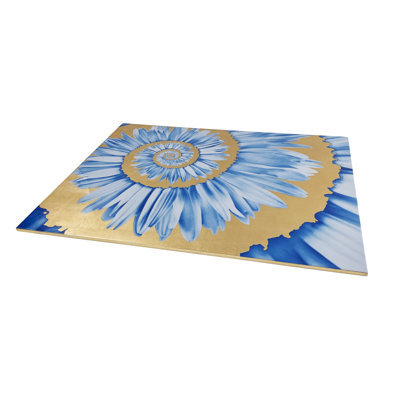 Blue Floral Spiral Gold Laquer Rectangular Placemat