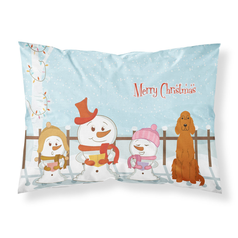 Taie d'oreiller Merry Christmas Merry Christmas, Setter irlandais et choristes