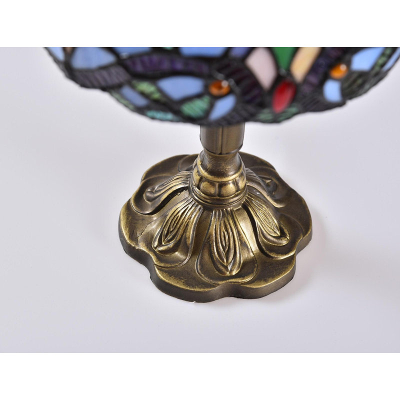 Steelman 14.6" H Antique Bronze Table Lamp Bedroom Nightstand Home Decor Comes With 1 LED Bulb, Blue Purple