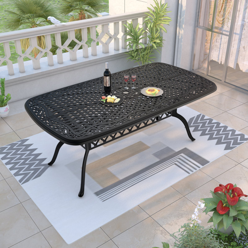Table de salle à manger d'extérieur rectangulaire L 38,63 po x l 72,49 po Vincentine