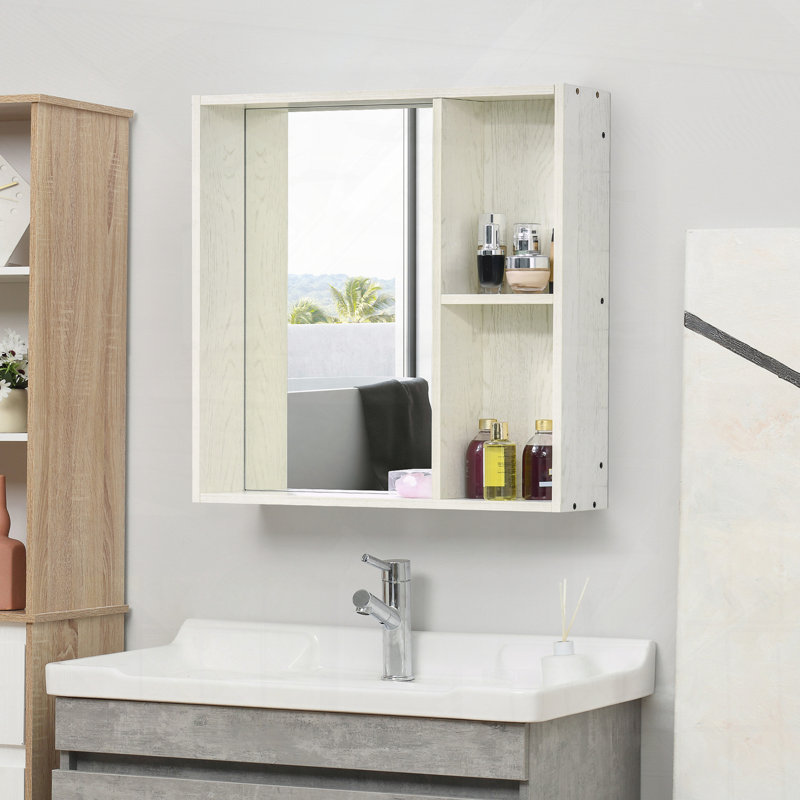 Armoire à pharmacie de salle de bain avec miroir, H 25,5 po x l 31,5 po x P 6 po