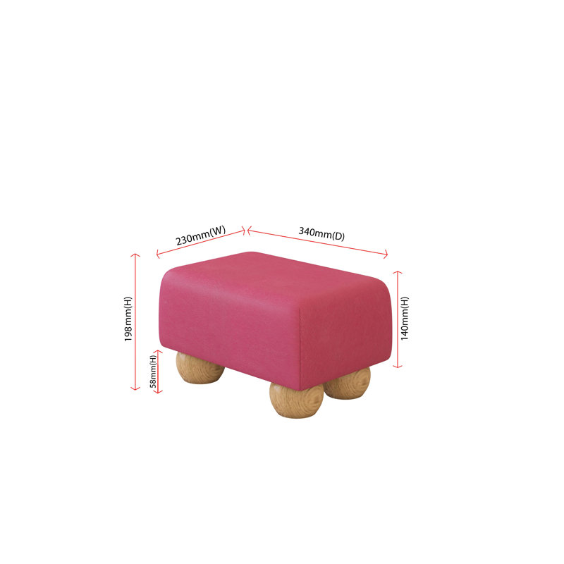 Beong Feather Faux Leather - Mahogany Wood Bun Feet, Natural, Blossom Pink
