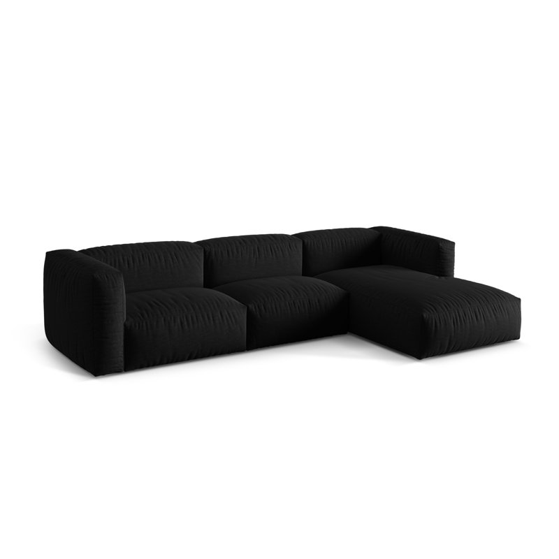 Carce 3 Seater Corner Sofa , Right-Hand Facing, Structured Fabric- Black