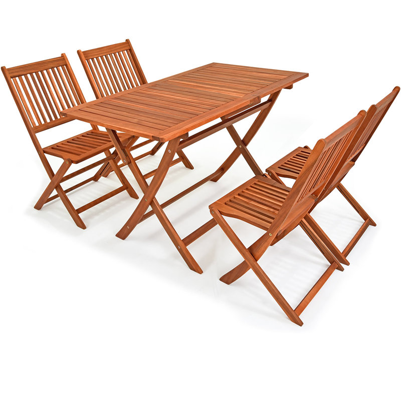 Livia 4 - Person Acacia Wood Patio Dining Set with Rectangular Table