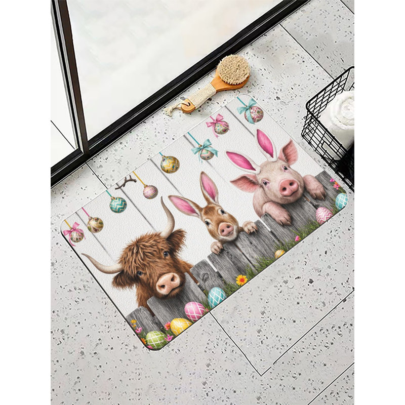 Easter Farm Animals with Eggs Bath Mat, 36 x 24 inch