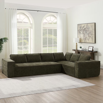 129.5" Minimalist Style Modular Sectional Sofa,6 Seat Wrinkle-Resistant Chenille Couch Set,2 PC Free Combination,Modern L-Shaped Cloud Sofa Set For Living Room,No Assembly Require,3 Colors