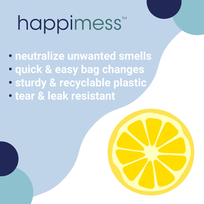 happimess Lemon Scented Drawstring Trash Can Liner 60 Count, 	13.2 Gallons