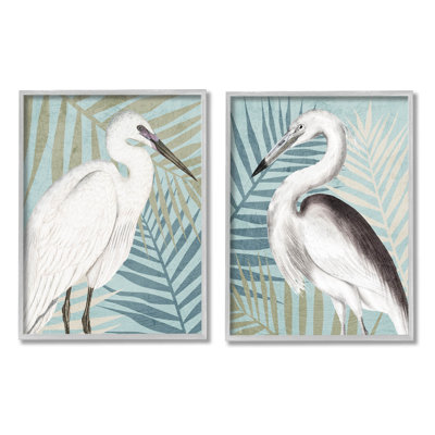 " Heron Birds Layered Plant Leaves " by Kim Allen 2 - Pieces