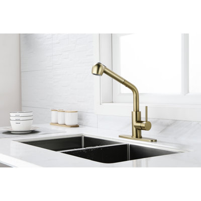 Single Pull-Out Faucet With Dual Spray In Spot Gold Stainless Steel For Utility Sink, High Nozzle 360 Rotation, Dirt And Rust, Easy Maintenance Use, To Maintain