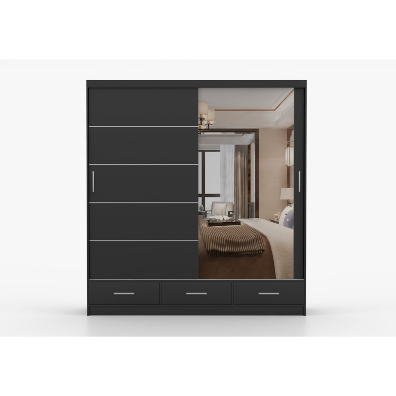 Charlesa Manufactured Wood Wardrobe, Black