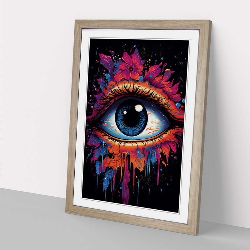 Eye - Single Picture Frame Print on Wood, Oak Framed, 46cm H x 34cm W