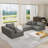 Boneless Modern Upholstered Sectional Sofa Couch Set,Modular Shaped Sectional Living Room Sofa Set-1298304297