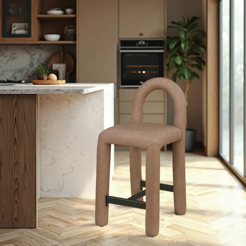 Amari Stool, Vegan Leather, Brown