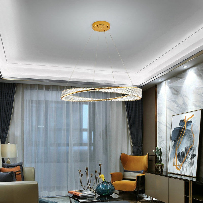 Catoria 1 - Light Gold LED Crystal Pendant