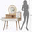 Makeup Vanity Desk with 3 Adjustable Lighted Mirror with solid wood table feet , Dressing Table Set with 4 drawers and 3 open shelves