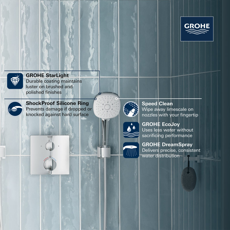 Tempesta 110 Square 3-Spray Hand Shower, Chrome