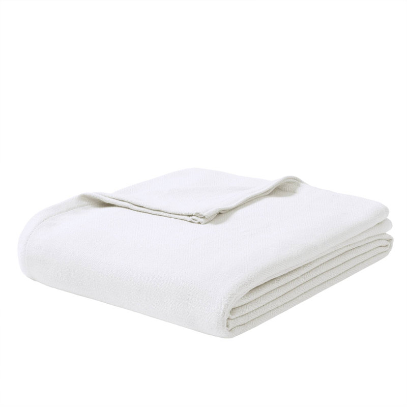 Couverture simple en coton rayonne de bambou, Lit simple, Blanc