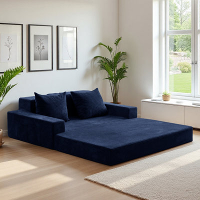 Boneless 4 In 1 Convertible Boneless Sofa Couch Foldable Floor Sofa Bed In A Box With 2 Cup Holders