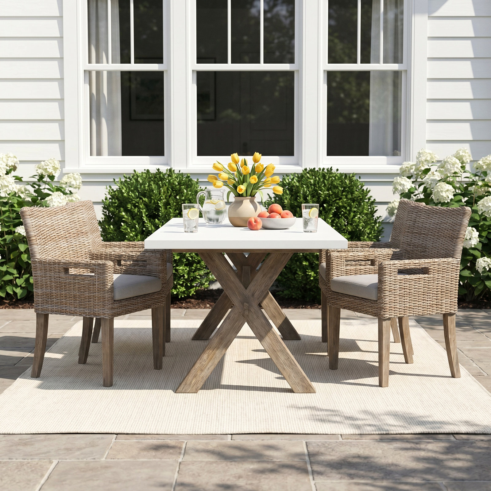 Fleur 74" Eucalyptus Patio Dining Set
