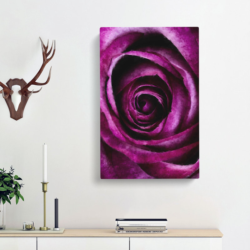 Striking Purple Rose - Wrapped Canvas Painting, 60cm H x 40cm W x 3cm D