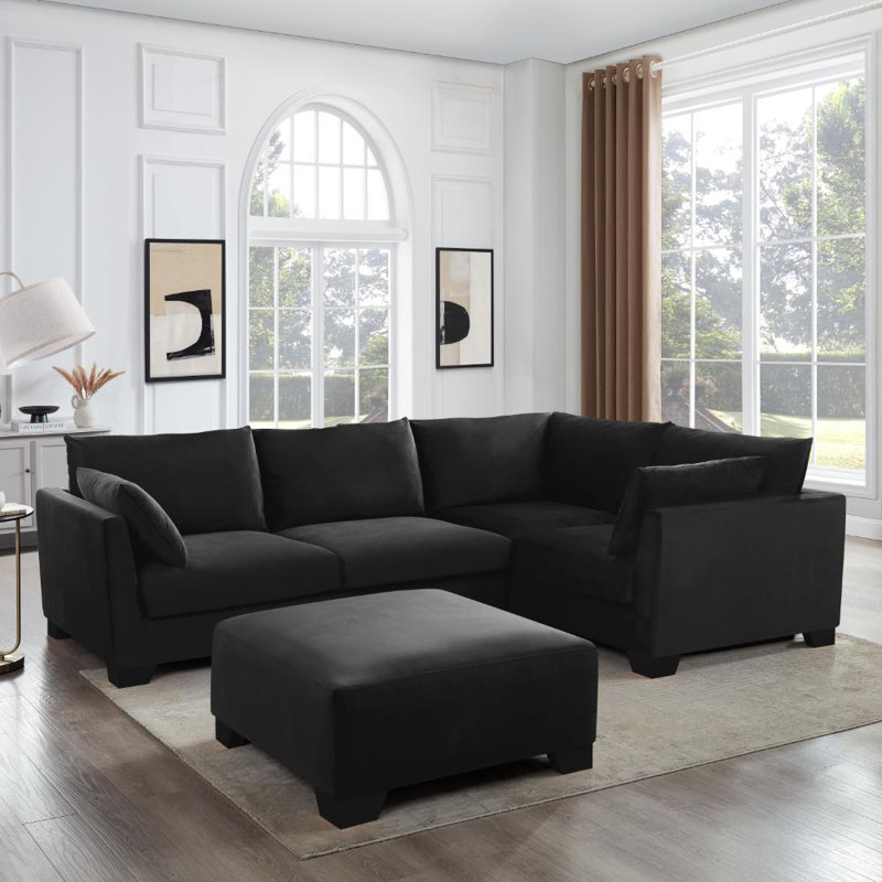 Cenko 5 Seater Sofa, Black Velvet