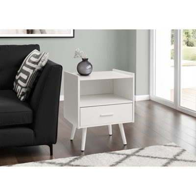 Table d'appoint blanche avec tiroir de rangement et table de chevet pour la chambre à coucher et le salon | Idée de cadeau