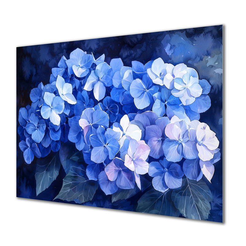 Hydrangeas Under The Moonlight I - Hydrangea, décoration murale en métal, reproduction d'art traditionnelle en métal