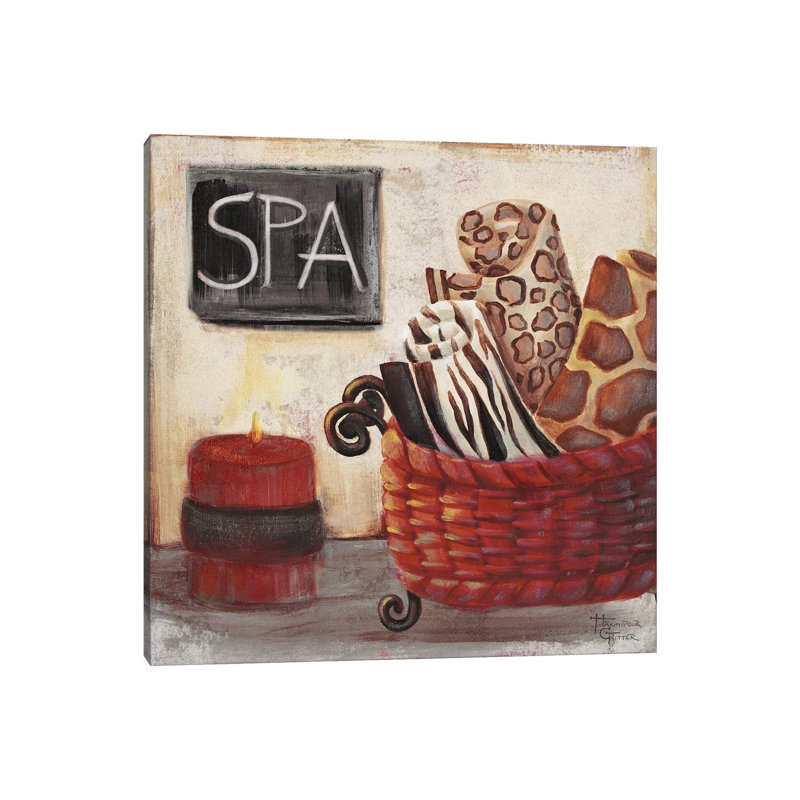 Red Jungle Spa I by Hakimipour-Ritter - Wrapped Canvas Print, 30.48 cm H x 30.48 cm W