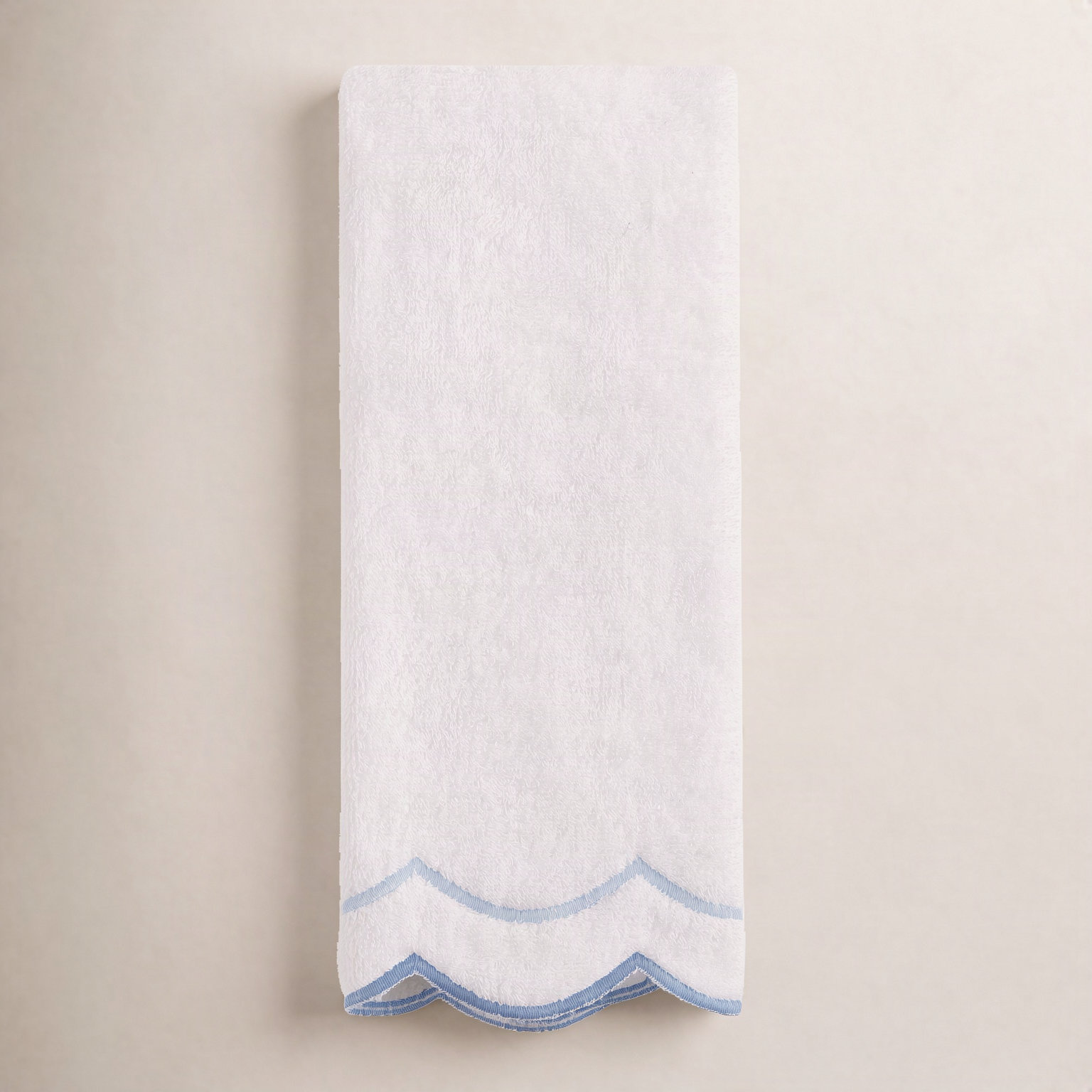 Peri Home Scallop Cotton Hand Towel, Blue