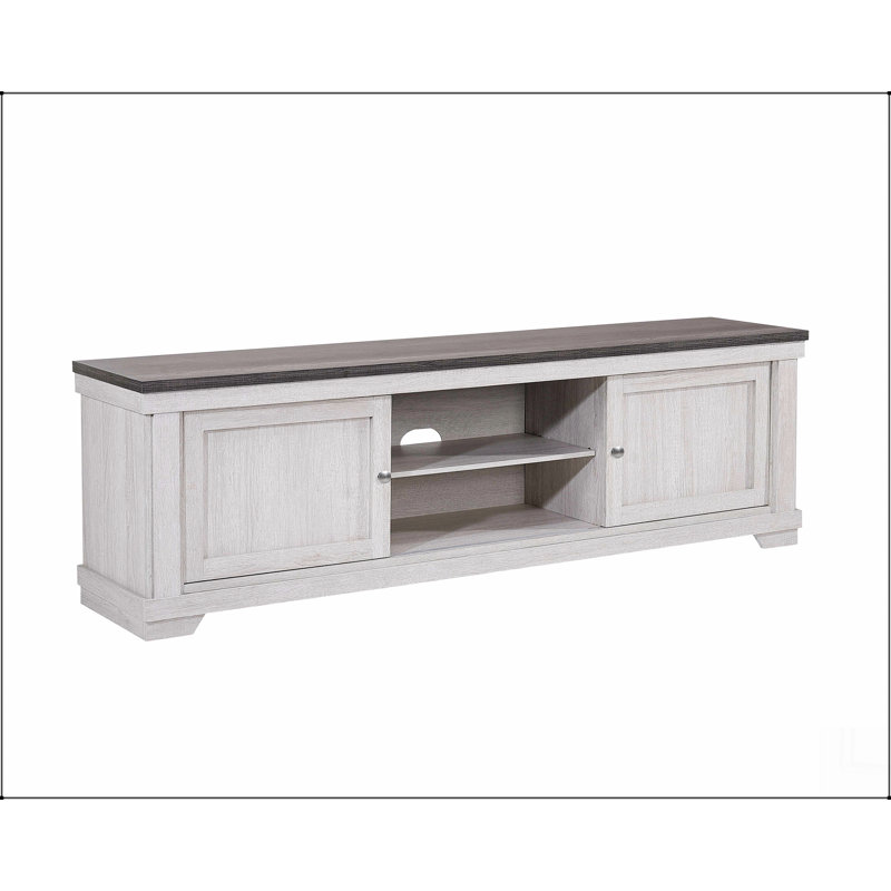1pc Contemporary Entertainment Console TV Stand Weathered Wood Finish Living Room Furniture