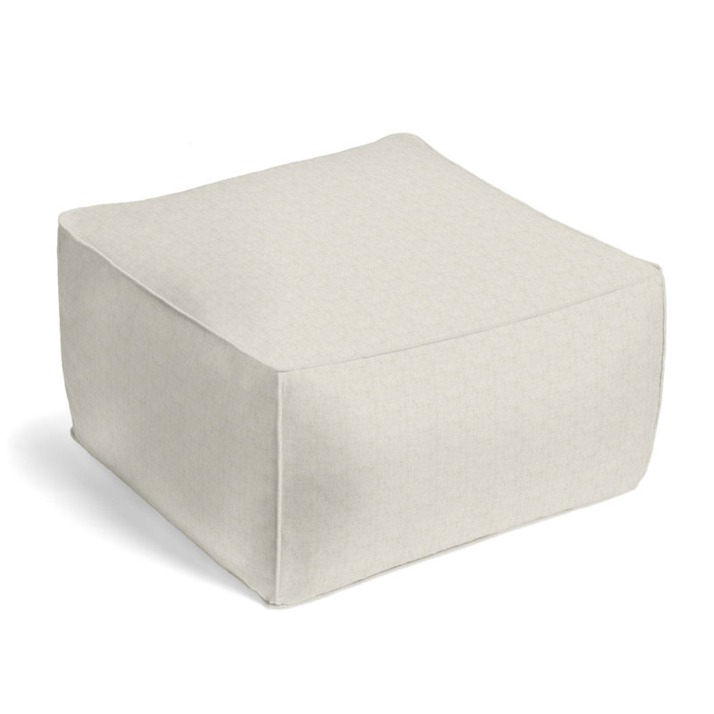 Upholstered Pouf, HeatheredFlax Linen Blend/Rayon/Viscose
