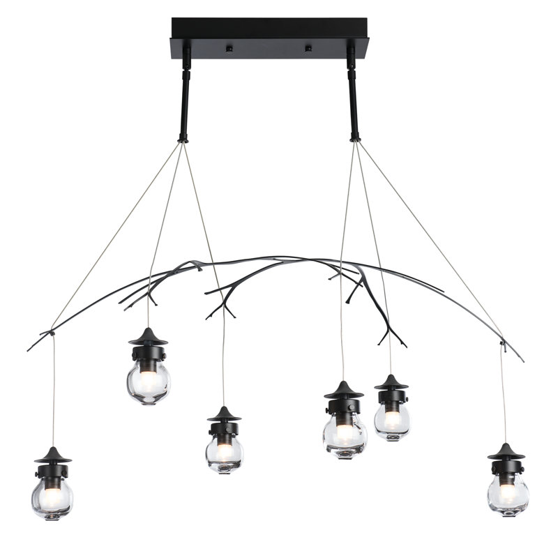 Kiwi Clear Glass Pendant, Black, 48"
