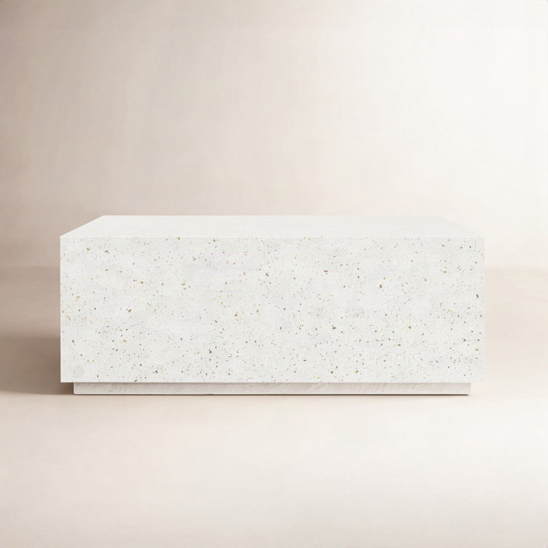Mixx Bloc Coffee Table, 16.5" H x 47.25" W x 47.25" D, Ivory Terrazzo