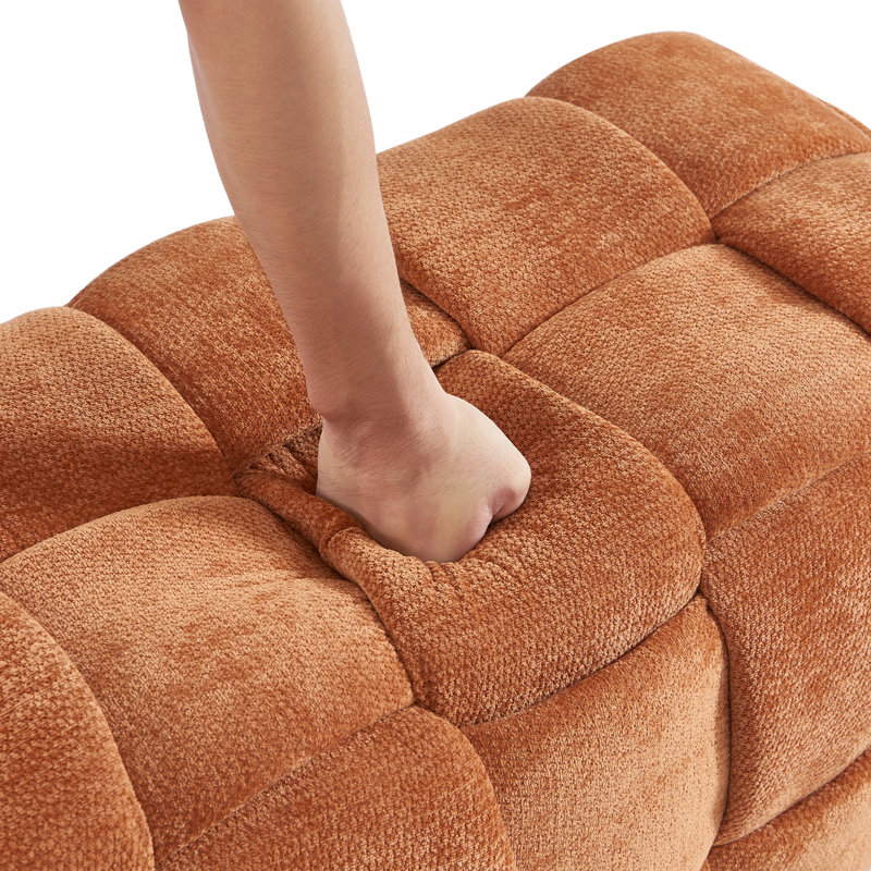 Banc de bout de lit, banc de chambre tapissier en chenille de 44,5 po, banc capitonné pour chambre à coucher, vestibule, salon, repose-pieds