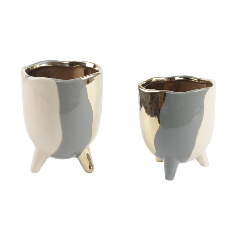 Lytle Handmade Ceramic Pot Planter, Gray