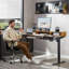 Bureau debout électrique de 63 po avec plateau pour clavier, bureau à hauteur ajustable avec 2 tiroirs, bureau ergonomique avec support pour moniteur, table d'ordinateur, brun rustique-1908820741-1908820740