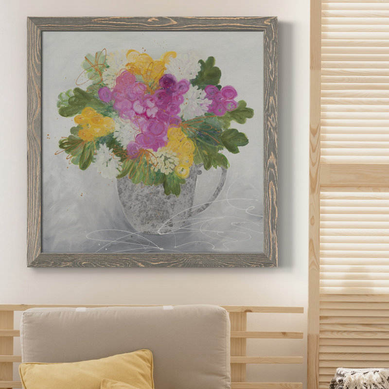 Toile encadrée de qualité supérieure Rose Tea, H 35,5 po x l 35,5 po x P 1,5 po, Cadre gris