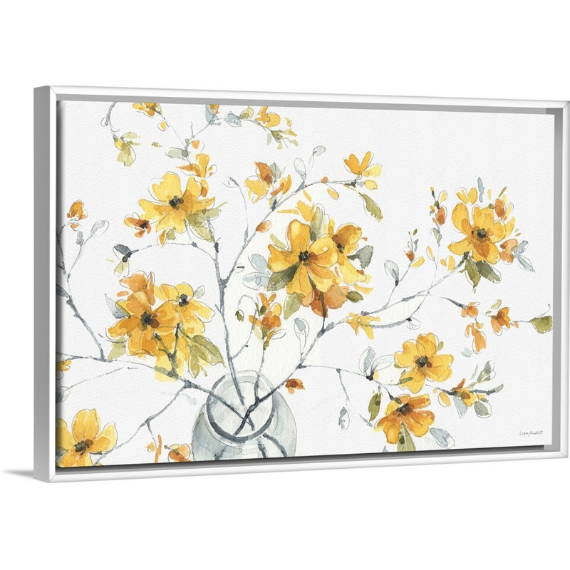 «Happy Yellow 01» par Lisa Audit - reproduction d'art, H 26 po x l 38 po x P 1,75 po, Toile blanche encadrée