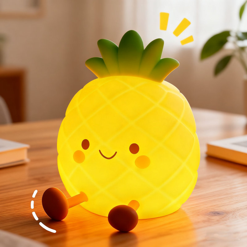 Veilleuse ananas pour enfants, lampe de chevet mignonne en silicone avec lumière douce à intensité variable à 3 niveaux, veilleuse de chambre de bébé pour tout-petit, cadeau de décoration pour chambre d'enfant