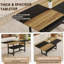 Table de salle à manger spacieuse en bois et noire avec rangement et 8 confortables chaises en polyuréthane gris clair, parfaites pour les réunions de famille et les réunions de société.-2125110734