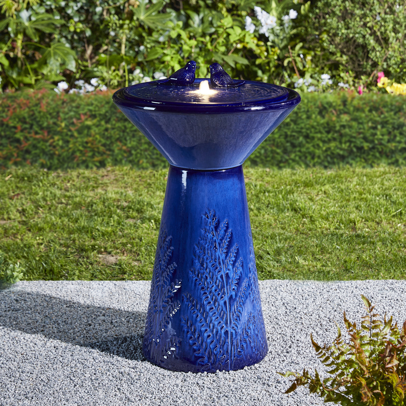 Ceramic / Porcelain Fountain, Cobalt Blue