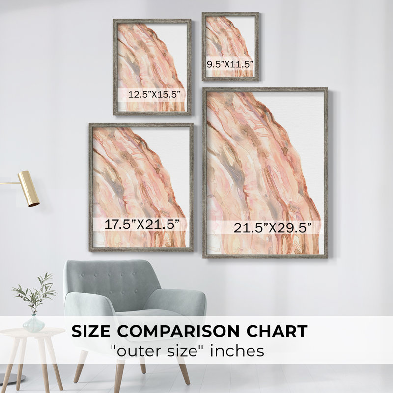 Rose Quartz I, reproduction encadrée - bois massif, H 11 po x l 9 po