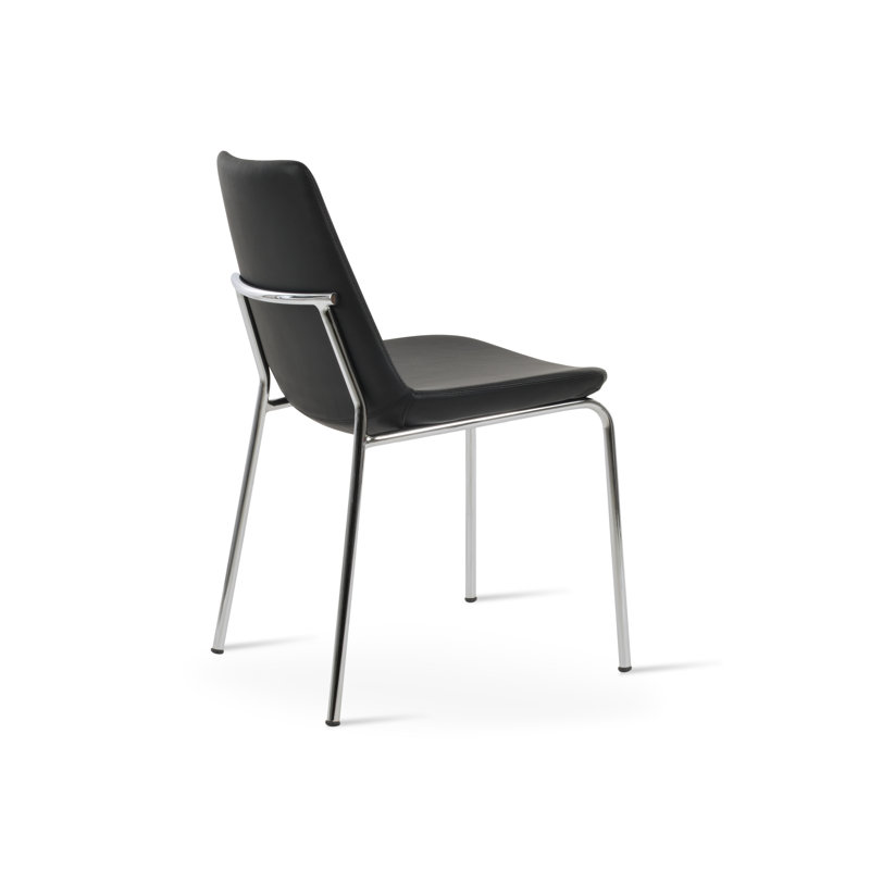 Chaise de salle à manger Eiffel Harris, Similicuir noir, Chrome